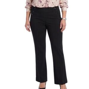 Alfani Black Stretch Button Detail Bootcut Slacks Trousers size M Professional